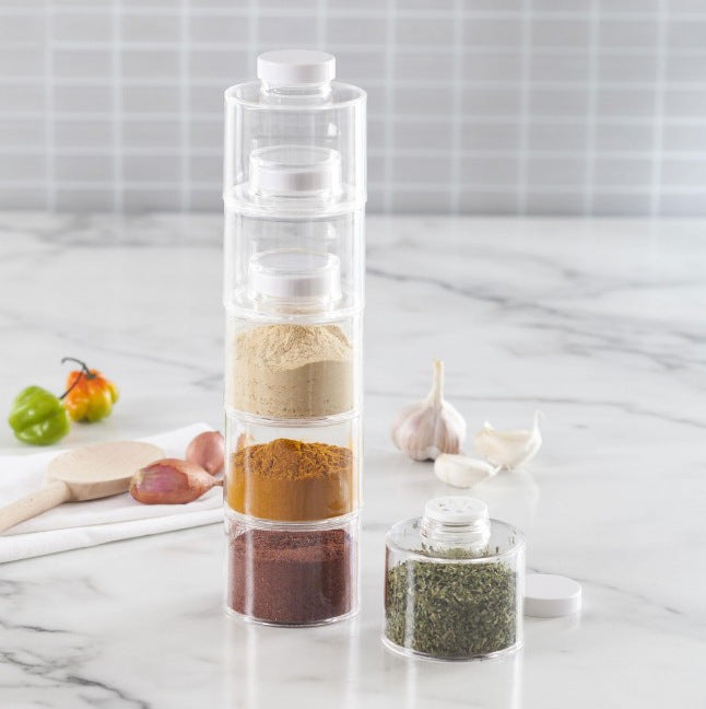 Transparent Stackable Seasoning Container for Herbs and Spices