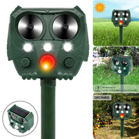 Ultrasonic Solar Powered Animal Repellent with Motion Sensor LED Flashing Lights for Outdoor, Farm, Garden, Yard