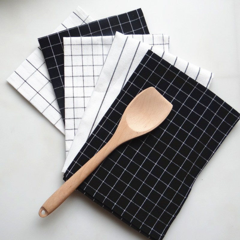 Line and Checkered Style Tea Towel Napkin for Kitchen