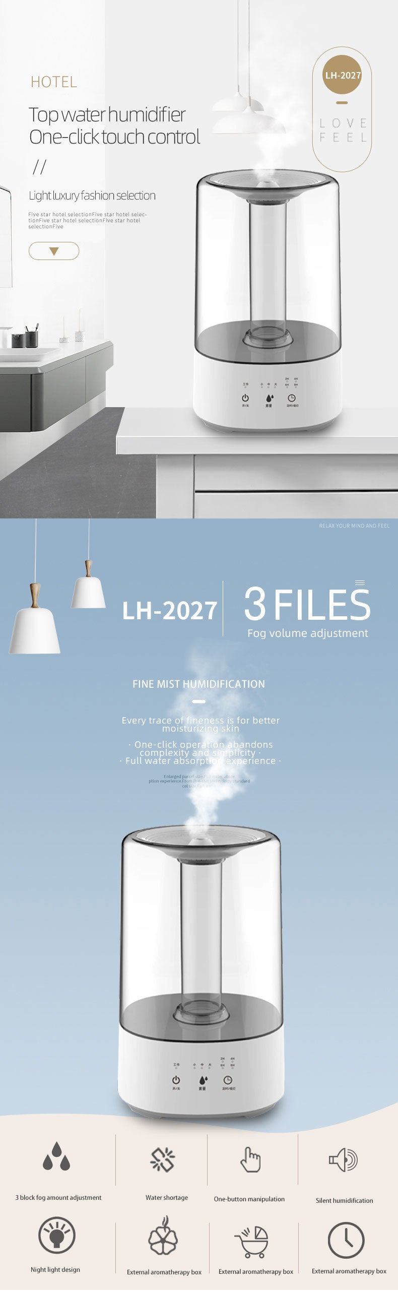 Home Office Bedroom Ultrasonic Aromatherapy Humidifier