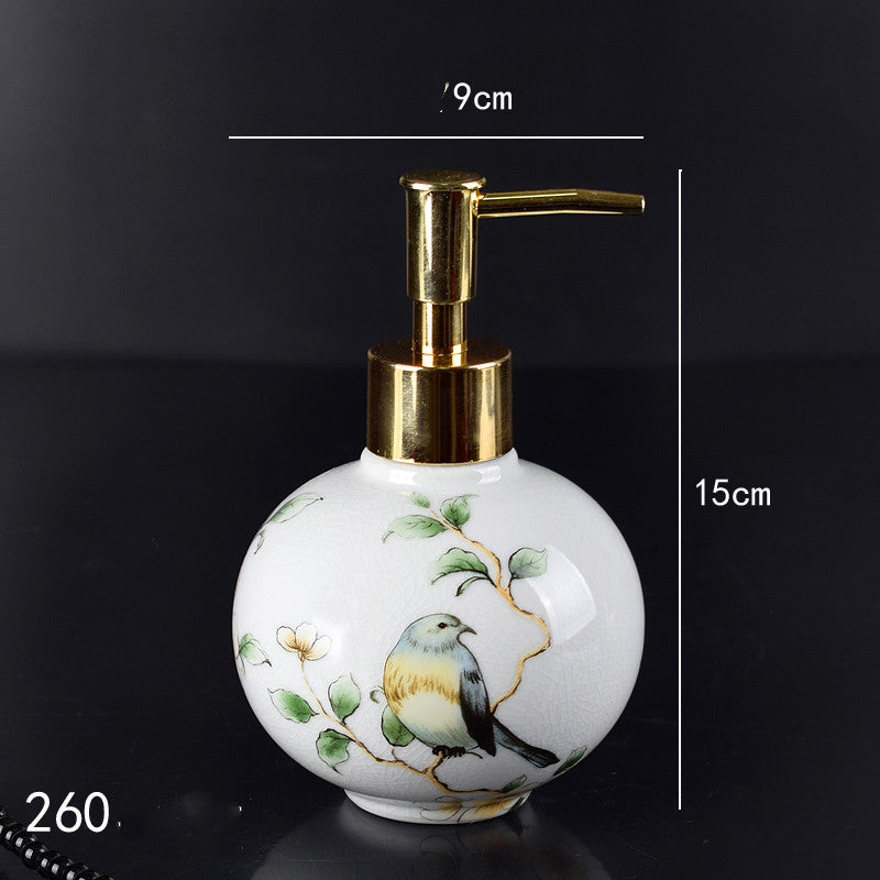 Красивая керамическая бутылка для лосьона для рук с цветочным рисунком в европейском стиле