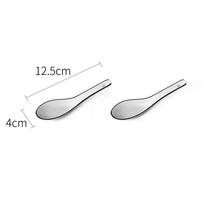 Japanese Ceramic Rice Bowl and Spoon Household Tableware