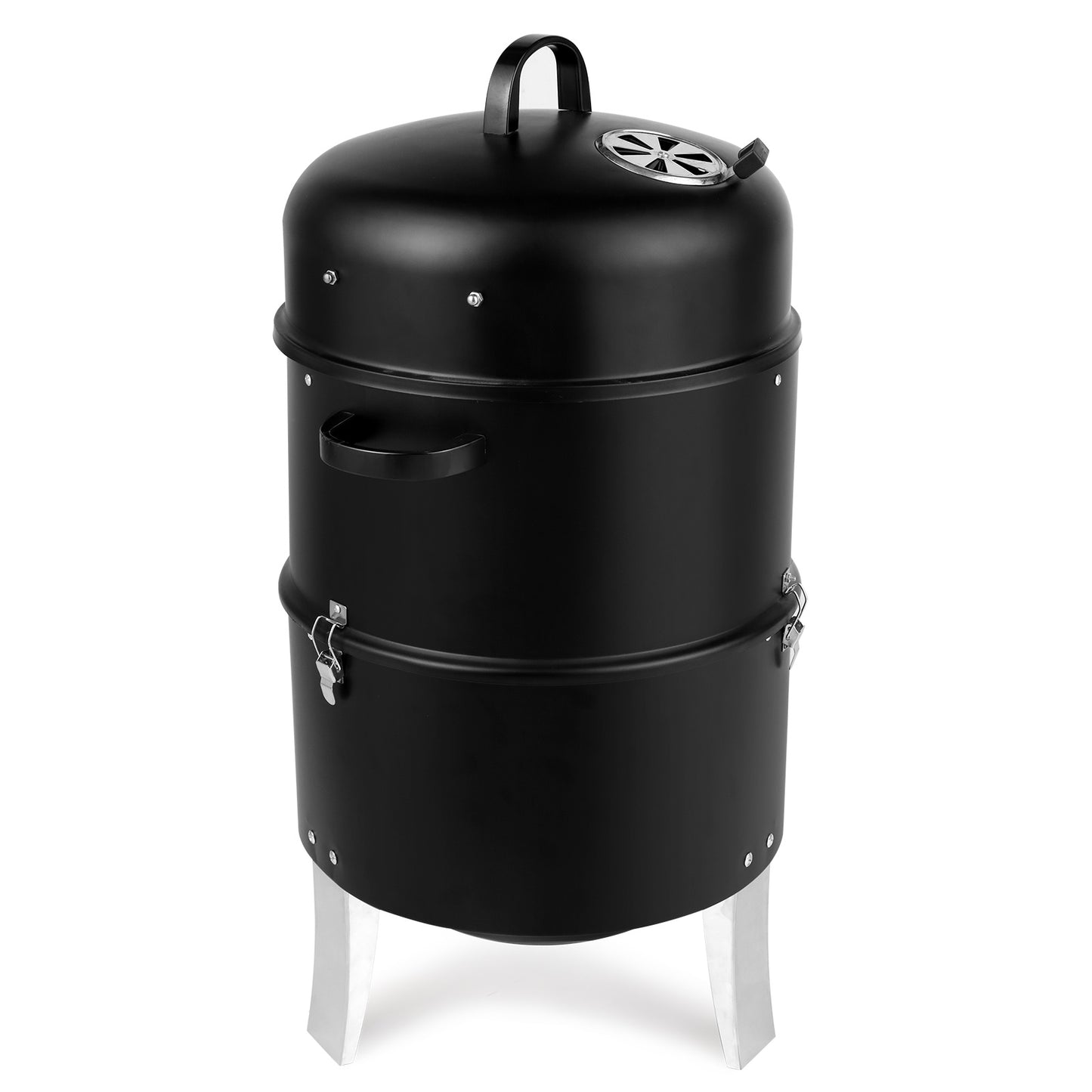 Black Double-walled Cylindrical Charcoal Grill