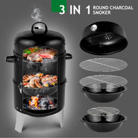 Black Double-walled Cylindrical Charcoal Grill