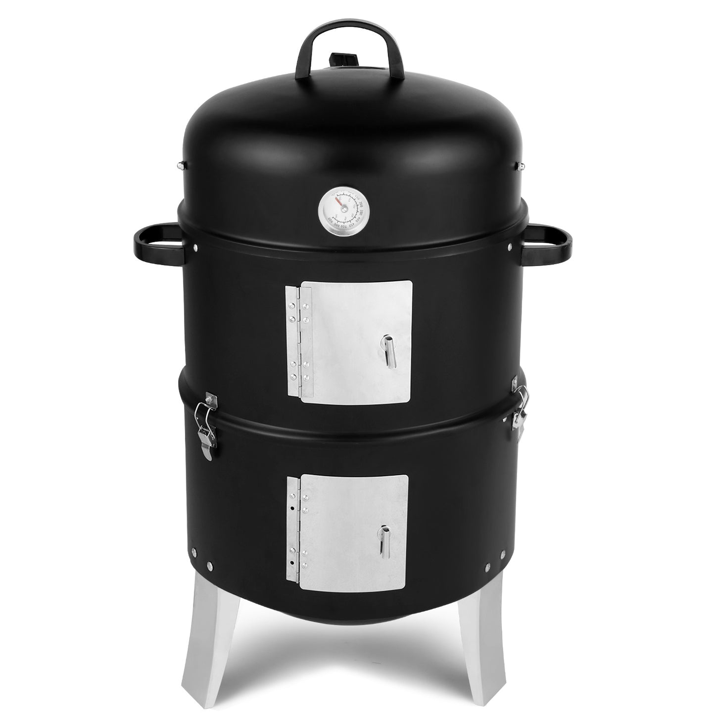 Black Double-walled Cylindrical Charcoal Grill
