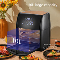 10L 360-degree Rotation Large Capacity Home Air Fryer with Digital Display