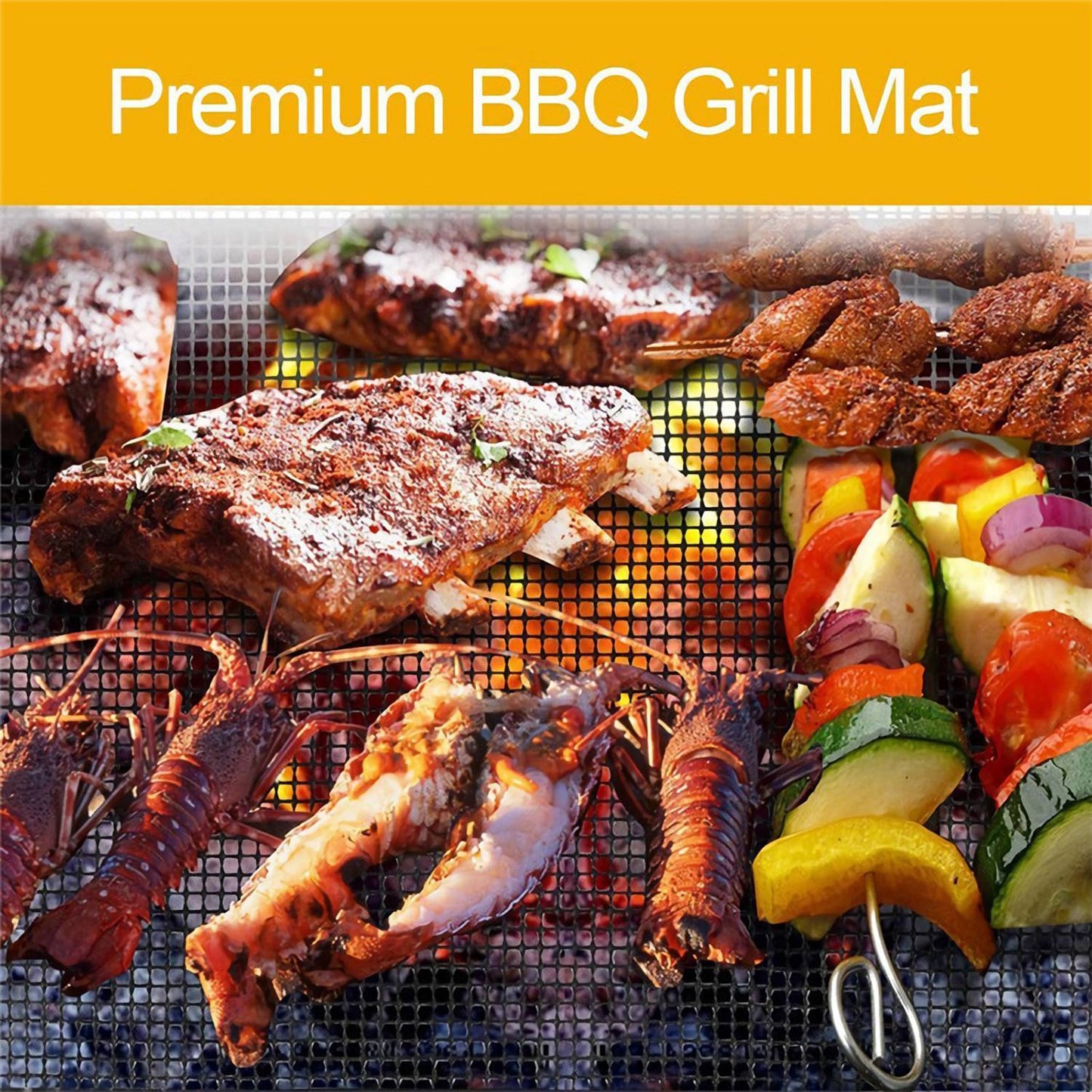 Reusable and Reversible Non-Stick Mesh Grill Mat Mesh Mat for Outdoor Gas Charcoal BBQ