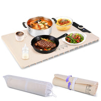 Fast Heating Roll-up Silicone Food Warming Mat With 14 Temp Levels 10Hrs Timer
