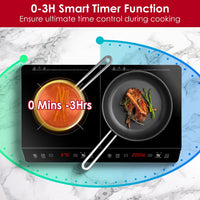 Dual Burner Induction Cooktop Portable Double Induction Cooker Electric Stove Countertop Hot Plate With 9 Power 9 Temperature 3H Timer