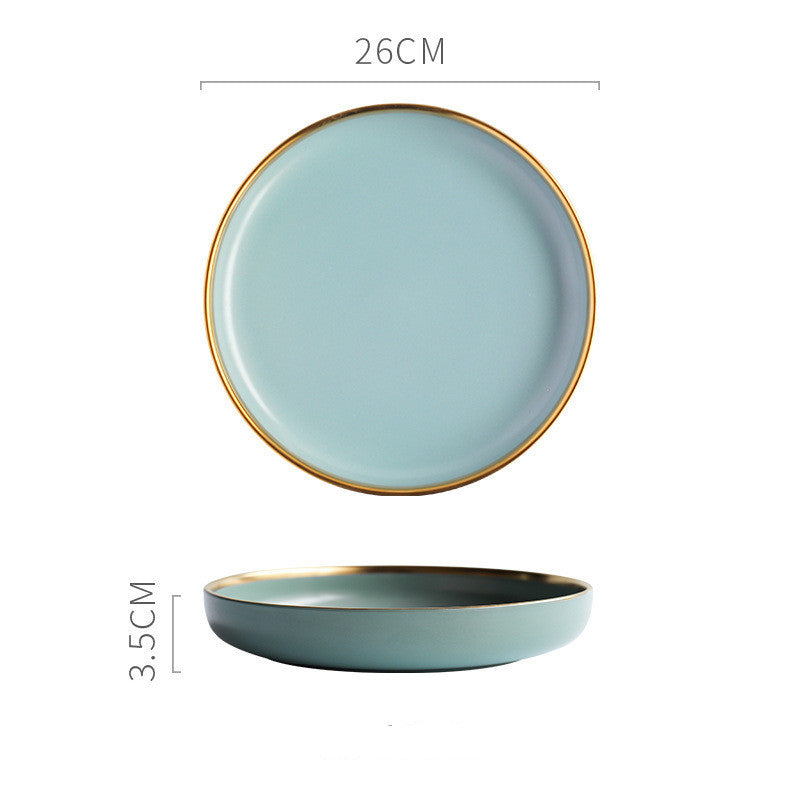 Nordic Style with Gold Trimming Ceramic Dinnerware Plates and Bowls