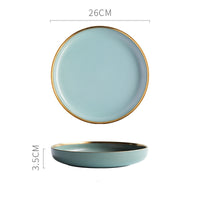 Nordic Style with Gold Trimming Ceramic Dinnerware Plates and Bowls