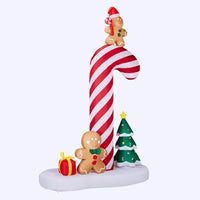 8.2ft Inflatable Giant Candy Cane With Gingerbread Man Glow Up with Built-in LED Lights for Outdoor Garden Christmas Decor Display