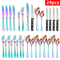 24-piece Stainless Steel Knife Fork And Spoon Serving Hotel Steak Tableware Set