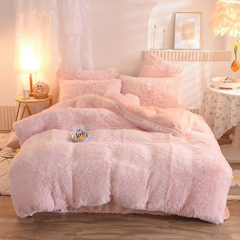 Luxury Thick Fleece Duvet Cover Queen King Winter Warm Bed Quilt Cover Pillowcase Set