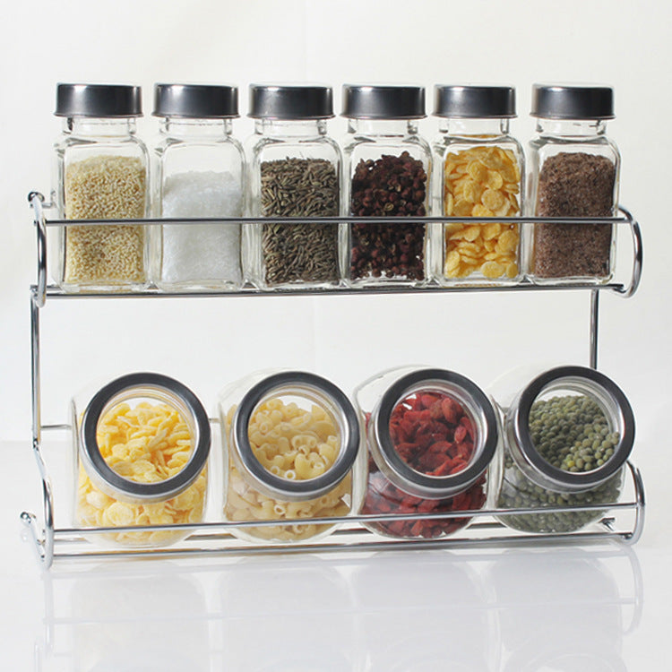 Glass Seasoning, Herbs, Spices Storage Containers Set