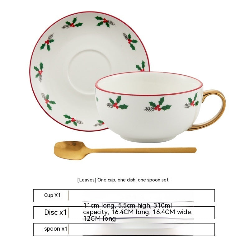 Beautiful Classic Christmas Design Teapot Cup and Saucer Gift Set