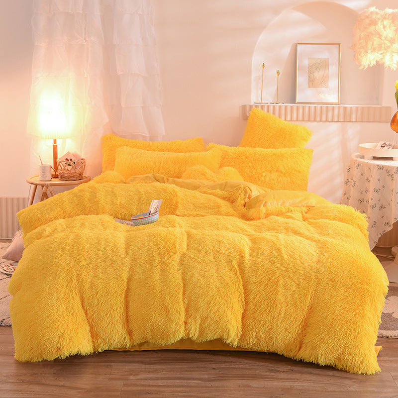Luxury Thick Fleece Duvet Cover Queen King Winter Warm Bed Quilt Cover Pillowcase Set
