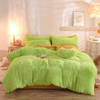 Luxury Thick Fleece Duvet Cover Queen King Winter Warm Bed Quilt Cover Pillowcase Set