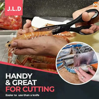 Food Scissors with Walnut Tongs, Bottle Opener, Can Opener, Vegetable Cutting