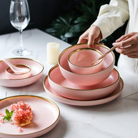 Nordic Style with Gold Trimming Ceramic Dinnerware Plates and Bowls