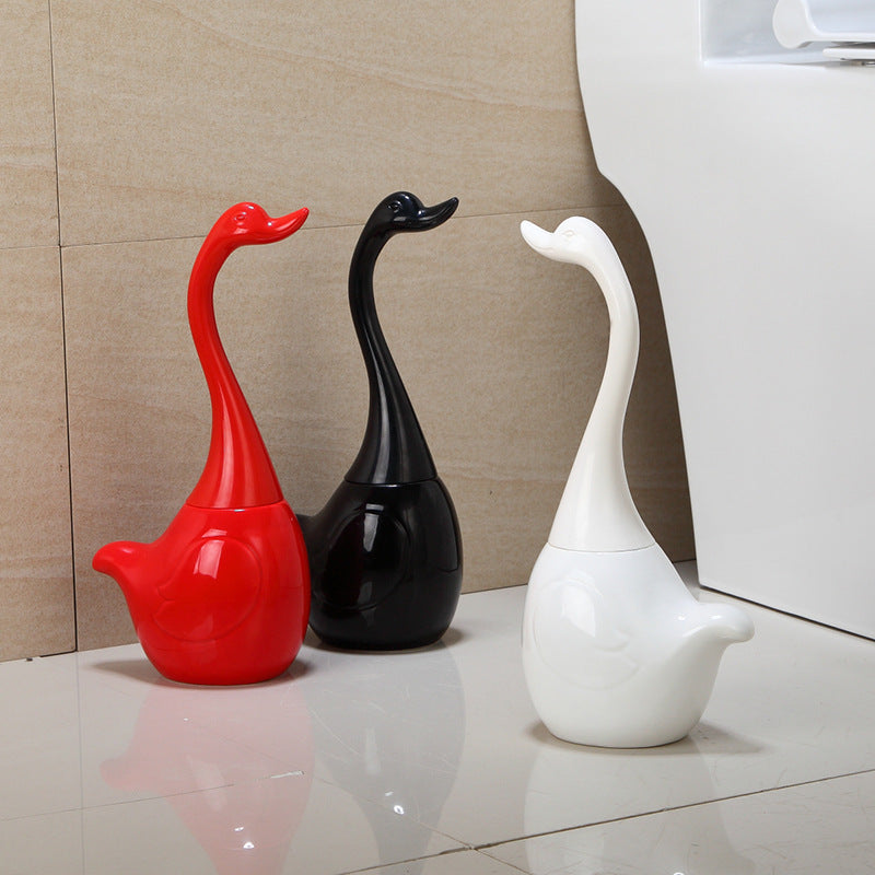 Ceramic Base Plastic Handle Creative Swan Design Toilet Brush Set