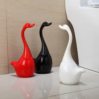 Ceramic Base Plastic Handle Creative Swan Design Toilet Brush Set