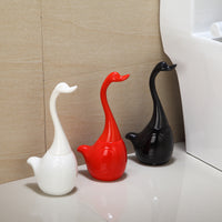 Ceramic Base Plastic Handle Creative Swan Design Toilet Brush Set