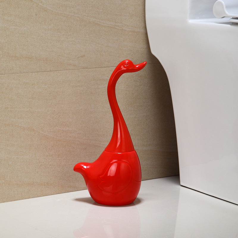 Ceramic Base Plastic Handle Creative Swan Design Toilet Brush Set