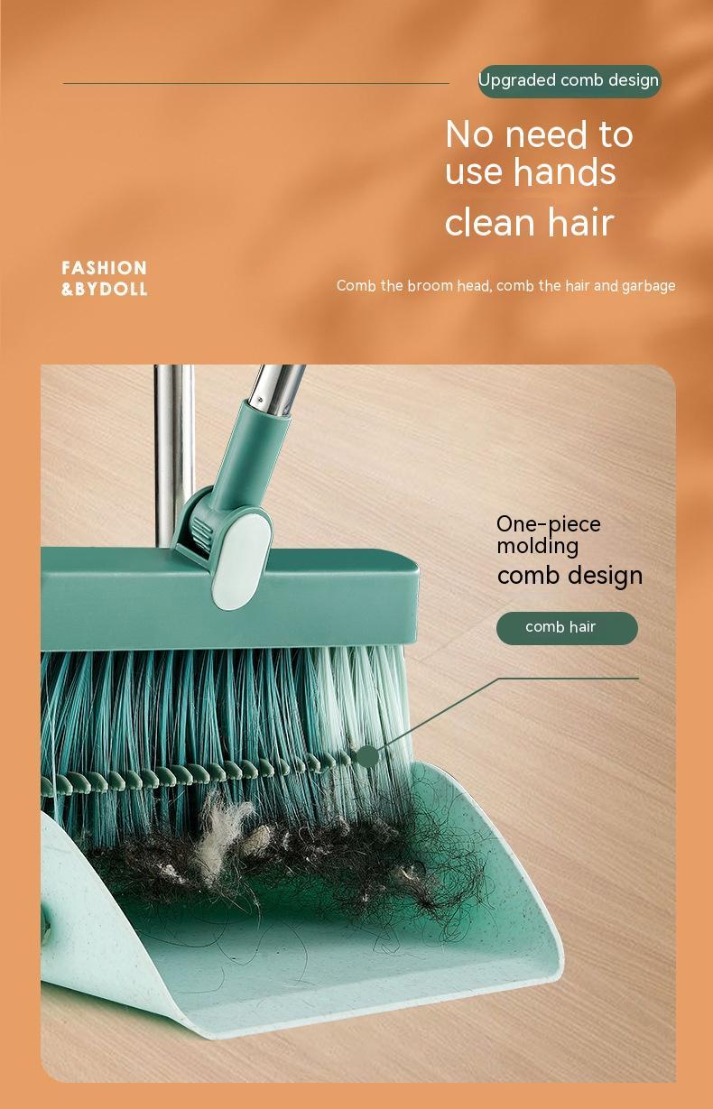 180-degree Rotation and Foldable Household Standing Broom Dustpan Set