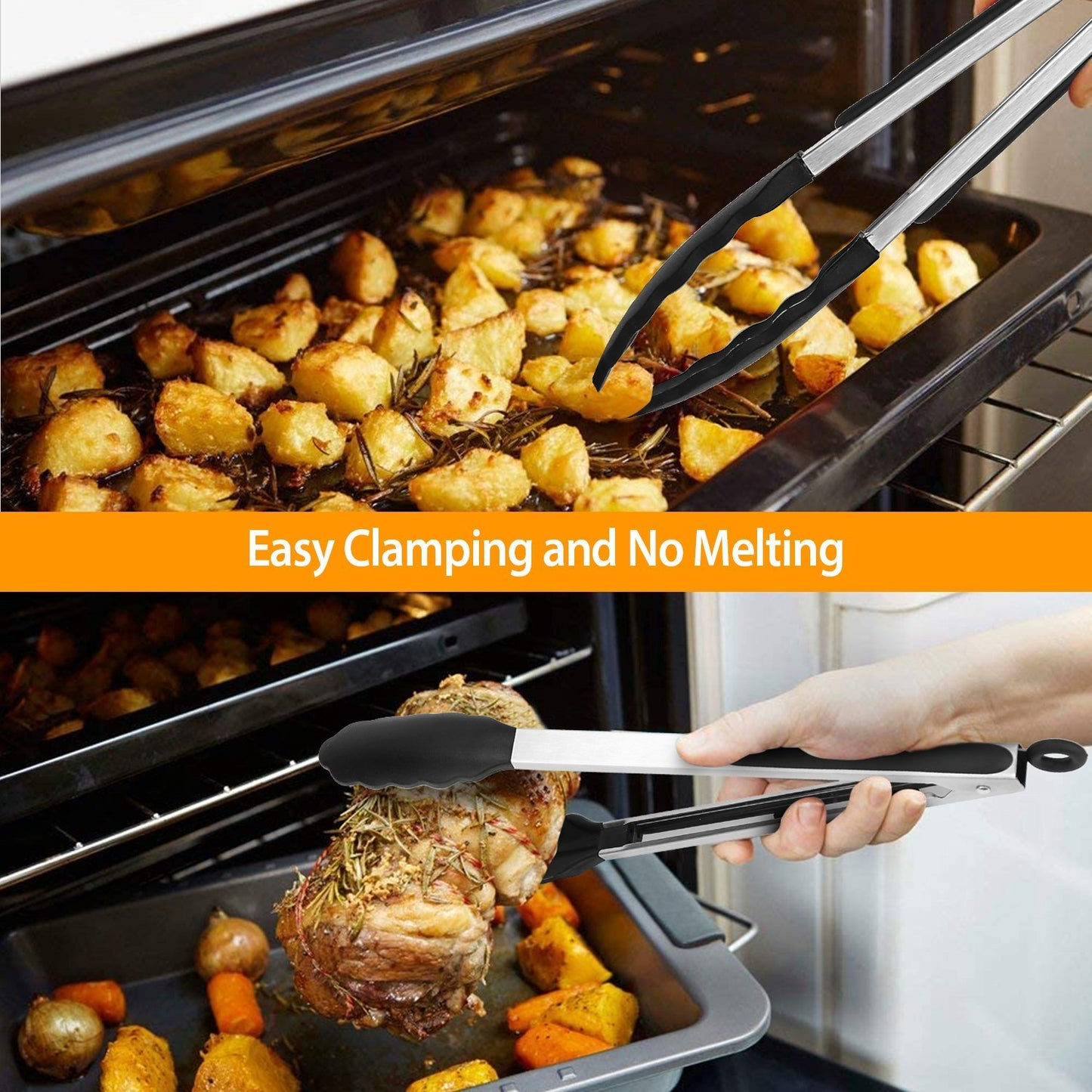 3-piece Set Kitchen Tongs Stainless Steel Food Tongs With Silicon Tips