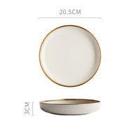 Nordic Style with Gold Trimming Ceramic Dinnerware Plates and Bowls