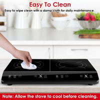 Dual Burner Induction Cooktop Portable Double Induction Cooker Electric Stove Countertop Hot Plate With 9 Power 9 Temperature 3H Timer