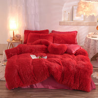 Luxury Thick Fleece Duvet Cover Queen King Winter Warm Bed Quilt Cover Pillowcase Set