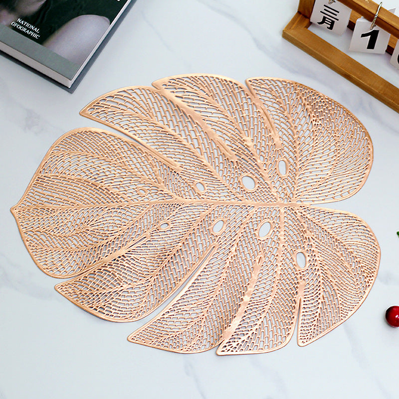 Nordic Style Hollow PVC Artificial Monstera Leaf Placemat Mat