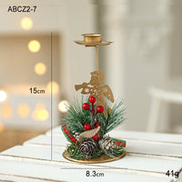 Golden Wrought Iron Christmas Candleholder Decoration