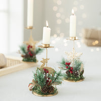 Golden Wrought Iron Christmas Candleholder Decoration