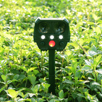Ultrasonic Solar Powered Animal Repellent with Motion Sensor LED Flashing Lights for Outdoor, Farm, Garden, Yard