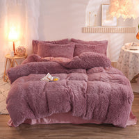 Luxury Thick Fleece Duvet Cover Queen King Winter Warm Bed Quilt Cover Pillowcase Set