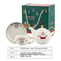 Beautiful Classic Christmas Design Teapot Cup and Saucer Gift Set