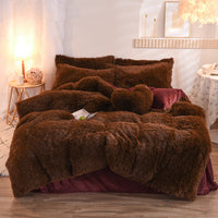 Luxury Thick Fleece Duvet Cover Queen King Winter Warm Bed Quilt Cover Pillowcase Set