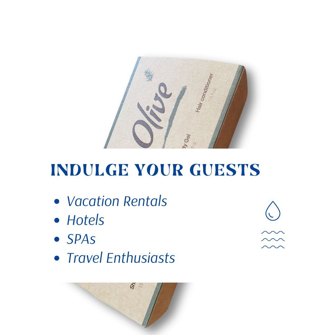 Набор туалетных принадлежностей Roomsium by Victor с ароматом оливы, дорожный, 125 предметов, идеально подходит для аренды жилья на время отпуска, отелей и спа-салонов