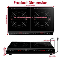 Dual Burner Induction Cooktop Portable Double Induction Cooker Electric Stove Countertop Hot Plate With 9 Power 9 Temperature 3H Timer