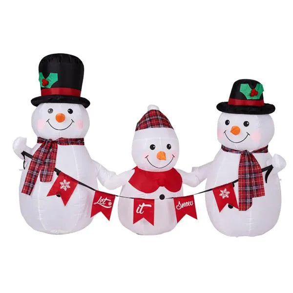 6.2ft 3-piece Inflatable Snowman Family Glow Up with Built-in LED Lights For Outdoor Garden Christmas Decor