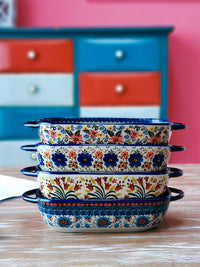 Бытовые прямоугольные керамические противни в ретро-стиле