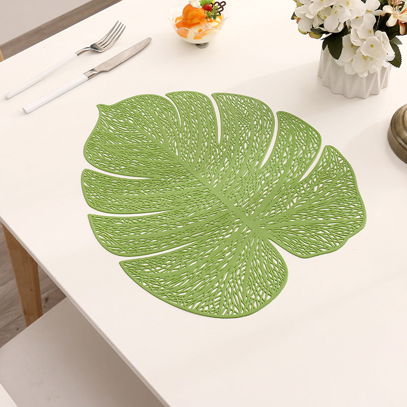 Nordic Style Hollow PVC Artificial Monstera Leaf Placemat Mat