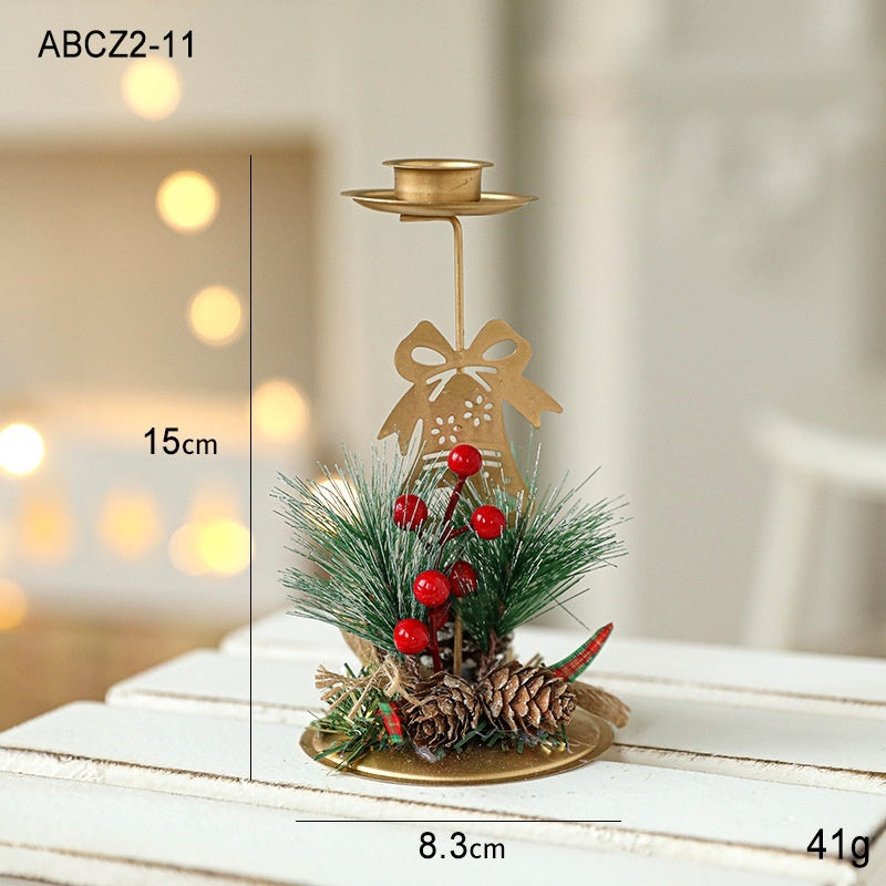 Golden Wrought Iron Christmas Candleholder Decoration