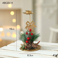 Golden Wrought Iron Christmas Candleholder Decoration