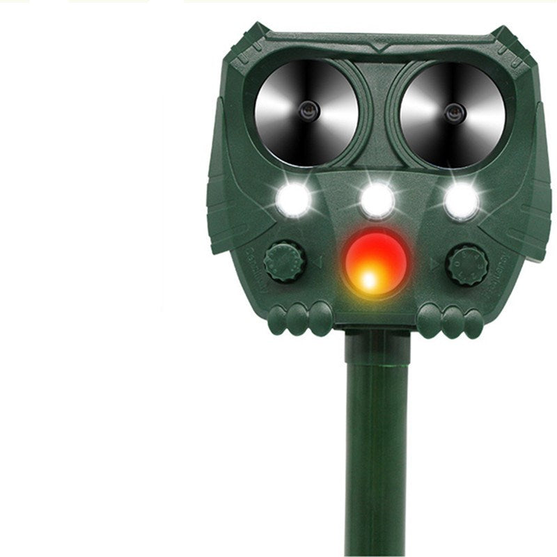 Ultrasonic Solar Powered Animal Repellent with Motion Sensor LED Flashing Lights for Outdoor, Farm, Garden, Yard