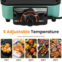 2-In-1 Electric BBQ Gill With Grill Net Removable Plate 5 Temperature Control 3 Small Trays Dishwasher Safe