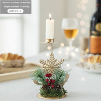 Golden Wrought Iron Christmas Candleholder Decoration